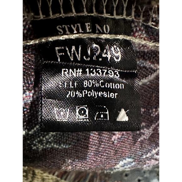 POL – Floral Tapestry Denim Beaded Shacket – Denim Multi – Size Medium - Picture 3 of 4